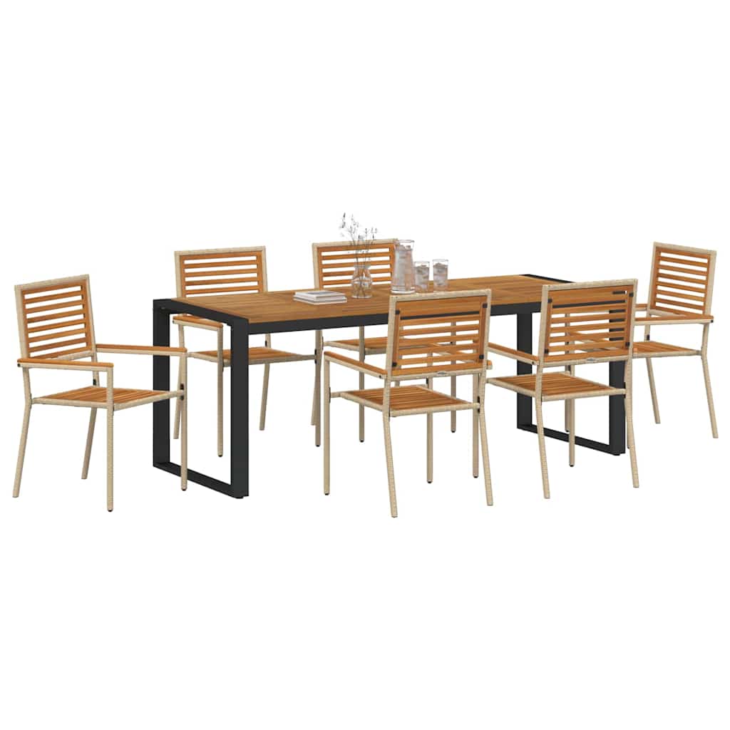 Garten Essgruppe 7 pcs Beige und Braun 200 x 80 x 75 cm